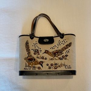 Rare Vintage Enid Collins 'Nature's Own' Roadrunner Canvas Bag